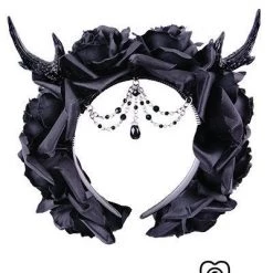 ReStyle Gothic Wreath With Antlers, Roses & Beads Headband Accessories