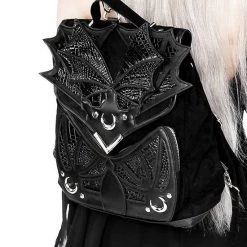 ReStyle Black Phantom Gothic Backpack With Dragon Wings 17 ReStyle Black Phantom Gothic Backpack With Dragon Wings