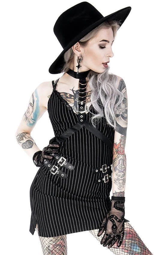 ReStyle Collared Pinstriped Mini Gothic Dress Women's Stuff 11 ReStyle Collared Pinstriped Mini Gothic Dress Women's Stuff