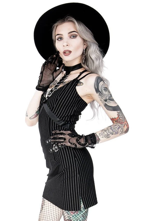 ReStyle Collared Pinstriped Mini Gothic Dress Women's Stuff 9 ReStyle Collared Pinstriped Mini Gothic Dress Women's Stuff