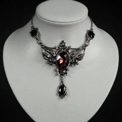 ReStyle Wild Roses Evening Necklace With Roses And Burgundy Stone Jewelry