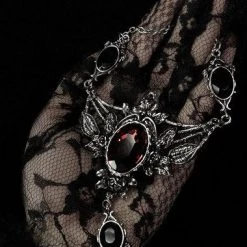 ReStyle Wild Roses Evening Necklace With Roses And Burgundy Stone Jewelry