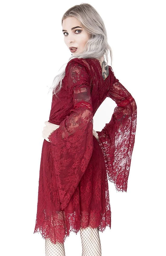 ReStyle Gothic Eyelash Lace Dress Burgundy Women's Stuff 6 ReStyle Gothic Eyelash Lace Dress Burgundy Women's Stuff