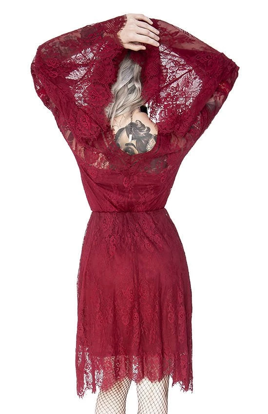 ReStyle Gothic Eyelash Lace Dress Burgundy Women's Stuff 9 ReStyle Gothic Eyelash Lace Dress Burgundy Women's Stuff