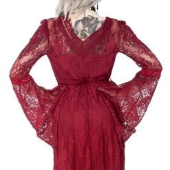 ReStyle Gothic Eyelash Lace Dress Burgundy Women's Stuff 21 ReStyle Gothic Eyelash Lace Dress Burgundy Women's Stuff