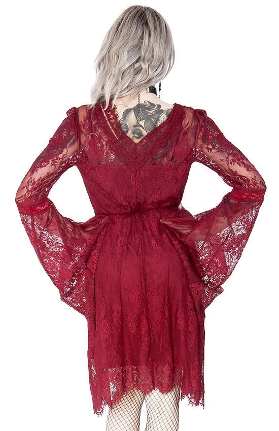 ReStyle Gothic Eyelash Lace Dress Burgundy Women's Stuff 8 ReStyle Gothic Eyelash Lace Dress Burgundy Women's Stuff