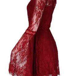 ReStyle Gothic Eyelash Lace Dress Burgundy Women's Stuff 27 ReStyle Gothic Eyelash Lace Dress Burgundy Women's Stuff