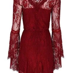 ReStyle Gothic Eyelash Lace Dress Burgundy Women's Stuff 26 ReStyle Gothic Eyelash Lace Dress Burgundy Women's Stuff
