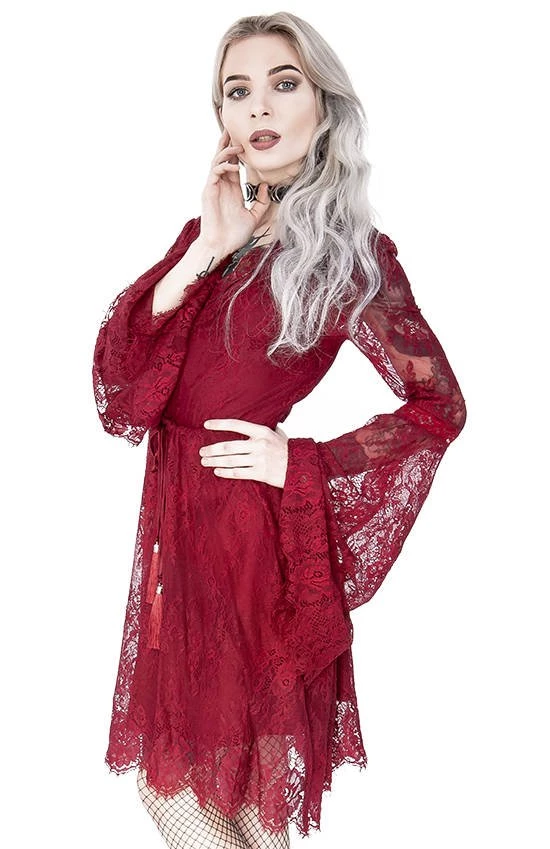 ReStyle Gothic Eyelash Lace Dress Burgundy Women's Stuff 4 ReStyle Gothic Eyelash Lace Dress Burgundy Women's Stuff