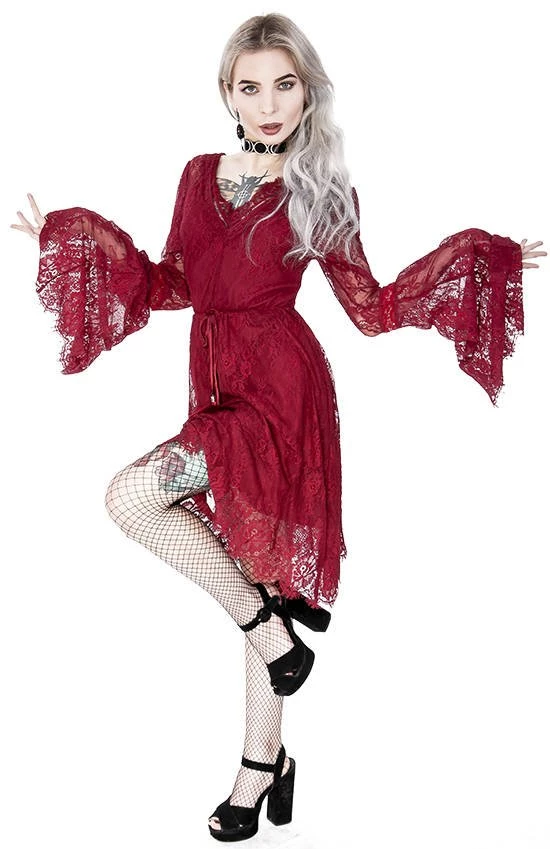 ReStyle Gothic Eyelash Lace Dress Burgundy Women's Stuff 12 ReStyle Gothic Eyelash Lace Dress Burgundy Women's Stuff