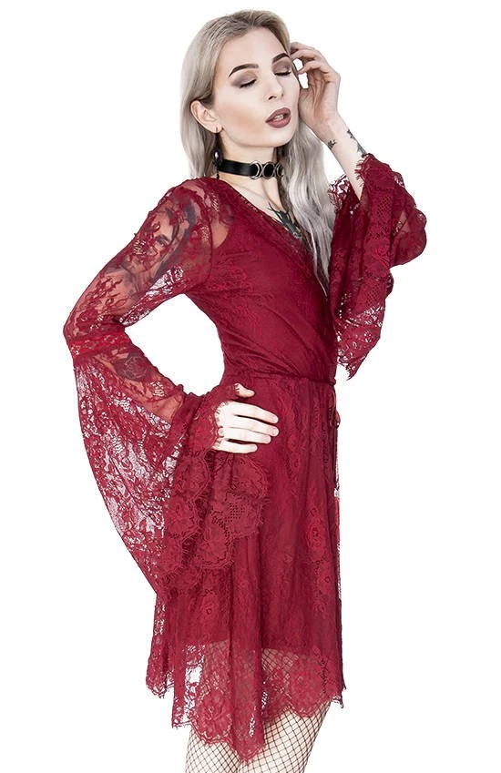 ReStyle Gothic Eyelash Lace Dress Burgundy Women's Stuff 11 ReStyle Gothic Eyelash Lace Dress Burgundy Women's Stuff