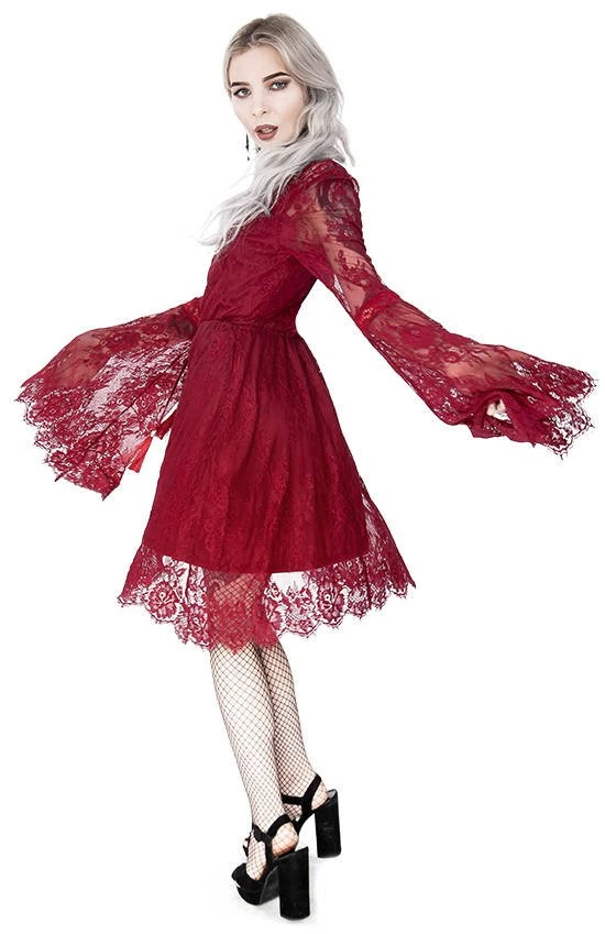 ReStyle Gothic Eyelash Lace Dress Burgundy Women's Stuff 10 ReStyle Gothic Eyelash Lace Dress Burgundy Women's Stuff