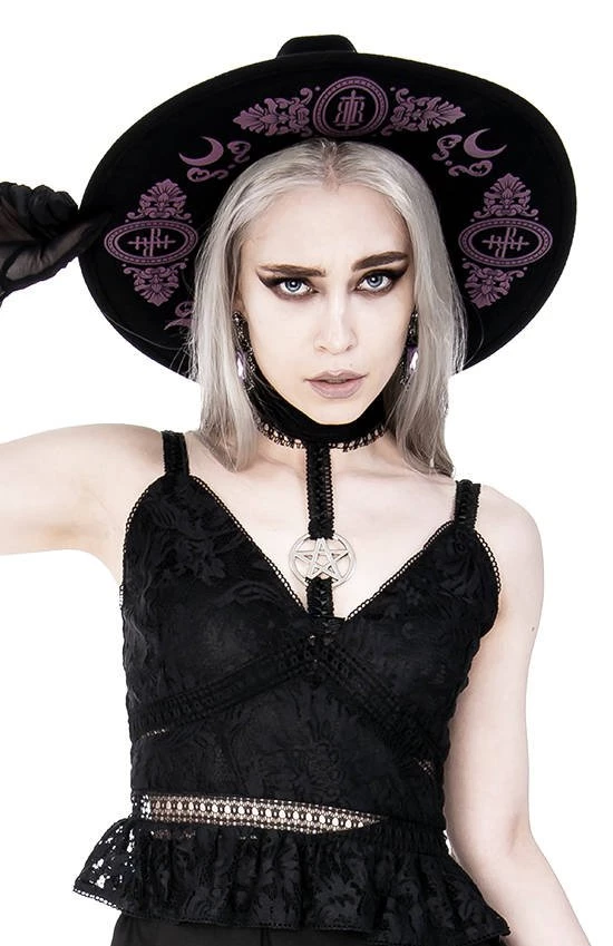 ReStyle Baroque Style Gothic Hat With Burgundy Monogram 4 ReStyle Baroque Style Gothic Hat With Burgundy Monogram