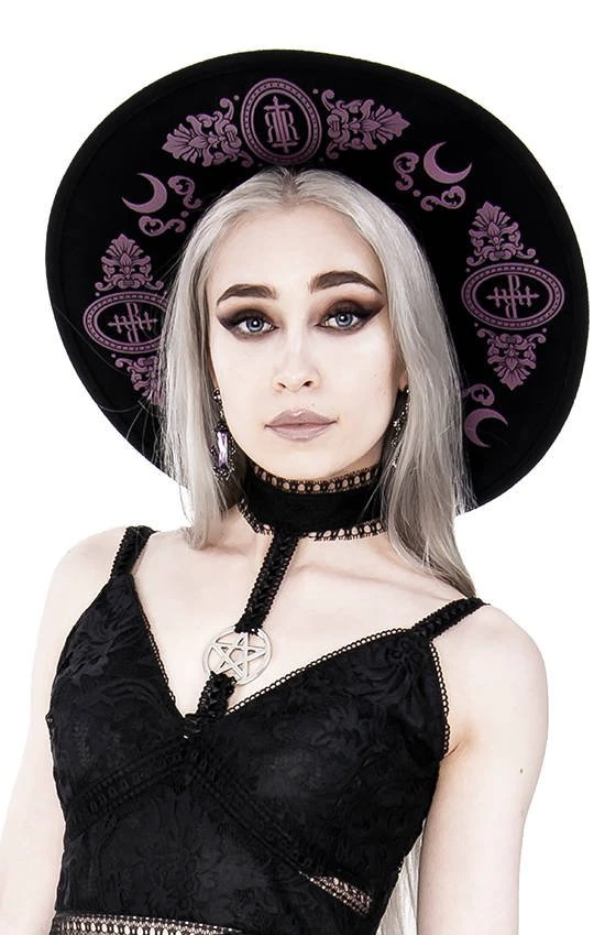 ReStyle Baroque Style Gothic Hat With Burgundy Monogram 7 ReStyle Baroque Style Gothic Hat With Burgundy Monogram