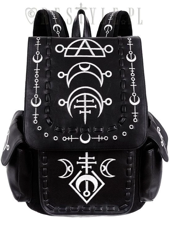 ReStyle Runic Moon Black Backpack - Black And White 3 ReStyle Runic Moon Black Backpack - Black And White