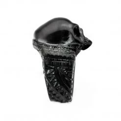 INOX Stainless Steel Black Plated Matte Finish Skull Ring