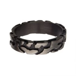 INOX Jewelry Stainless Steel & Gun Metal IP Terra Ring