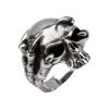 INOX Men's Stuff Black Oxidized Skull Ring With Claws