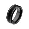 INOX Black Plated With Double Line Solid Carbon Fiber Ring Men's Stuff
