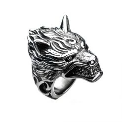 INOX Stainless Steel 3D Wolf Ring Men's Stuff