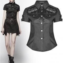 Punk Rave Gothic Militia Shirt Women's Stuff