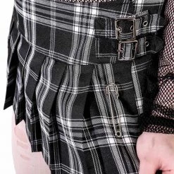 Lip Service World's End Pleated Mini Skirt - B&W Plaid