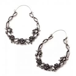 BodyVibe Oxidized Rose Vine Plug Hoops
