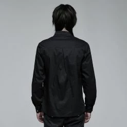 Punk Rave Men's Stuff Gothic Floral Embroidered Ruffled Shirt