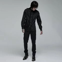 Punk Rave Men's Stuff Gothic Floral Embroidered Ruffled Shirt