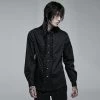 Punk Rave Men's Stuff Gothic Floral Embroidered Ruffled Shirt