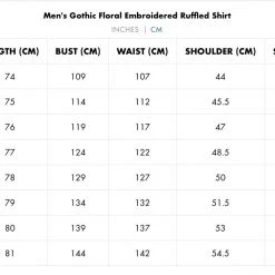 Punk Rave Men's Stuff Gothic Floral Embroidered Ruffled Shirt