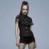 Punk Rave Women's Stuff Punk Plaid Splice Mesh Strappy Shirt